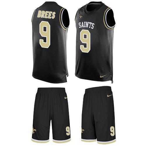 Nike Saints #9 Drew Brees Black Team Color Men's Stitched NFL Limited Tank Top Suit Jersey